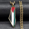 Wholesale Silver Gold Plated Palestine Twisted Rope Chain Necklace Stainless Steel Israel Palestine Map Flag Necklace