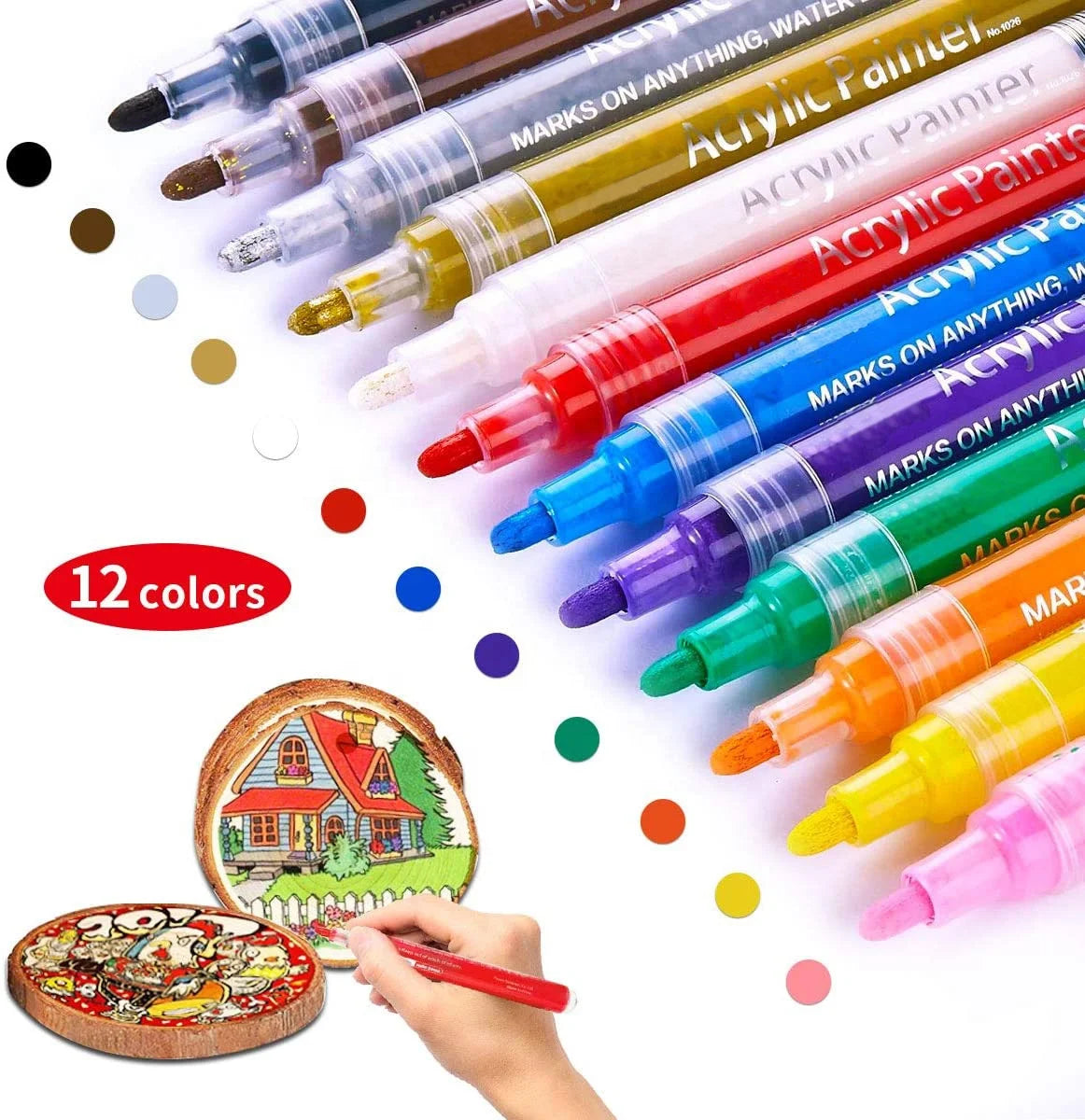 Hot Sell Water Based Medium Tip Acrylic Painter Marker Pens Set