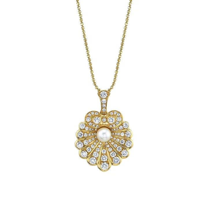 Milskye New Best Sell Women 925 Silver Sterling Jewelry 18k Gold Diamond oyster and Pearl Necklace