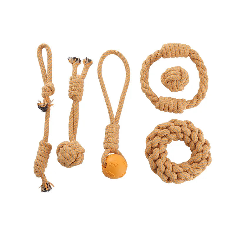Pet Supplies Toys Tooth Cleaning Cotton Rope Dog Ball Interactive Chew Dog Toy Rope Ball