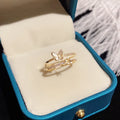 Popular Ins Double Layer Diamond Butterfly Brass Ring Stylish Style 18k Gold Plated Versatile Jewelry Handpiece
