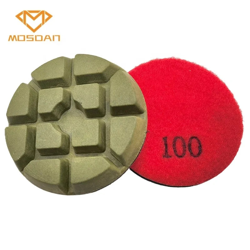 3 Inch Hook and Loop Typhoon Green Resin Bond Concrete Floor Polishing Pucks Pads