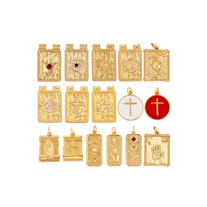 Twin Two Hole Cross Eagle Religious Christine Charm PendantLucky Evil Hamsha Hand DIY Jewelry Accessories Necklaces Making K08