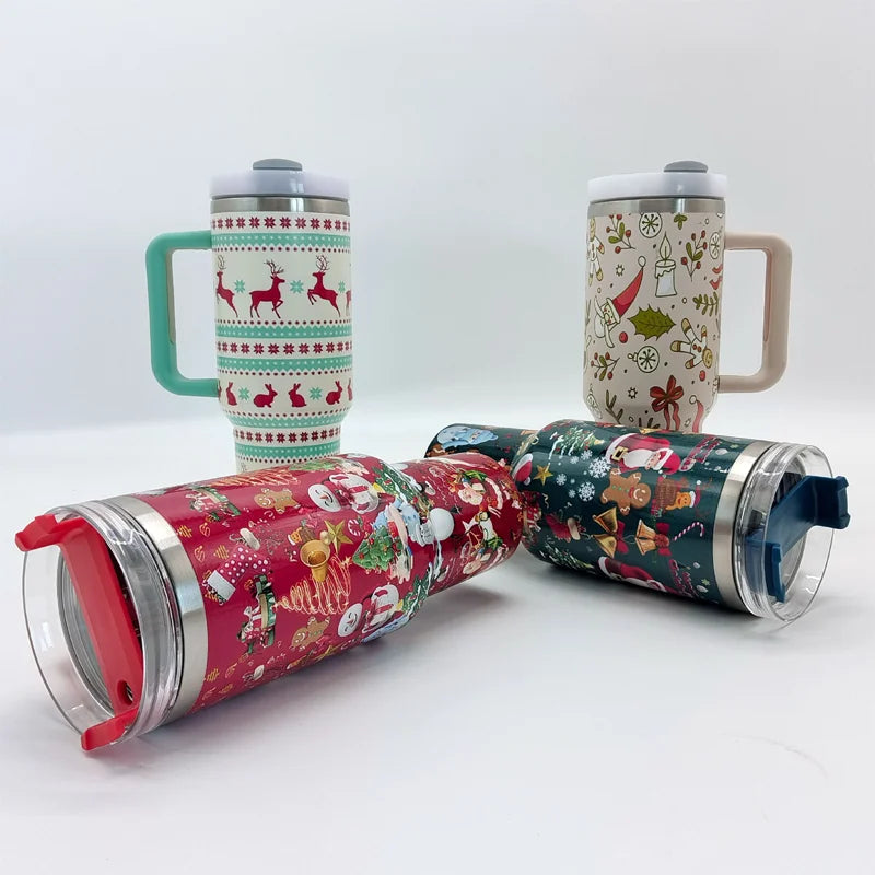 Eco Friendly Products 2024 Custom Coffee Mug Stainless Steel Tumbler 40 oz Gifts Christmas Cups With Lid and Straw