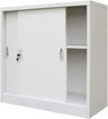 Office Cabinet With Sliding Doors Filing Sideboard Storage Cabinet With an Adjustable Shelf Easy Assembly Durable Metal Gray