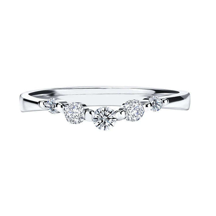 Xingyue  Fashion Gemstone Jewelry 925 Sterling Silver 5pcs Moissanite Diamonds  V-Shape  Moissanite Ring