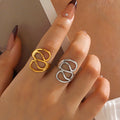 2025 Fashion Jewlery Ins Style 18K Gold Plated Stainless Steel Pop Geometric Line Open Ring for Women