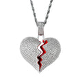 CN002 Bling Bling Hip Hop Heart Pendant Brass Micro Pave with CZ Stones Necklace Jewelry for Men and Women