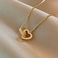 Wholesale New Stainless Steel 18k Gold Plated Cute Necklace Design Zircon Choker Double Heart Necklace
