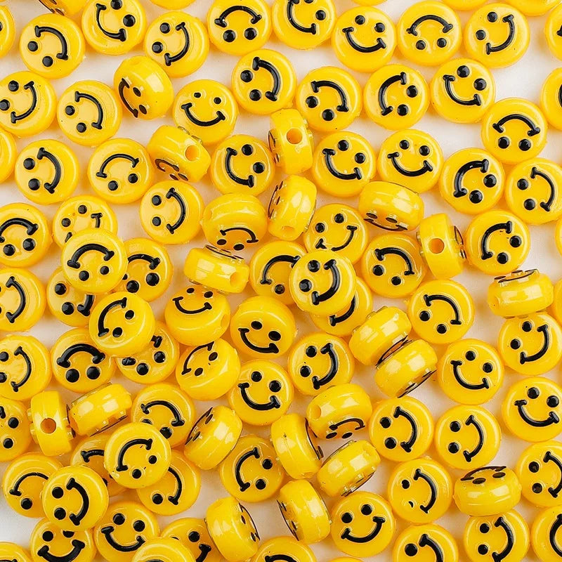 10mm Acrylic Yellow Face Beads Diy Plastic Beads for Bracelet Jewelry Accessories