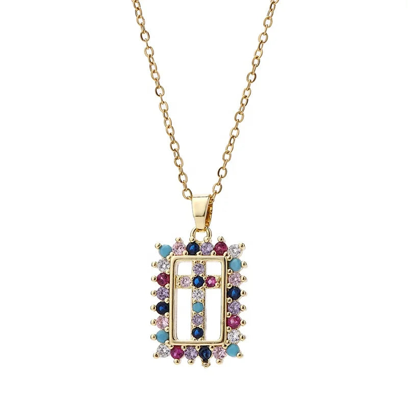 Gold Plated Catholic Christian Jesus Easter Jewelry Virgen De Guadalupe Necklace Miraculous Medal Chain Pendant Cross Necklace