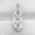 Sterling Silver 6mm+7mm Semi Mount Pendant Empty Frame Blank Support Setting S925 Base Holder Without Center Stone for DIY Inlay