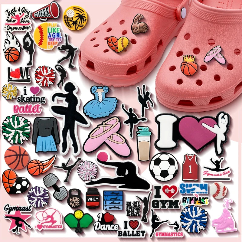 Us College Shoe Charms Ballet Basketball Shoes Charm Set Cute Cartoon Shoe Decorations New Rubber Anime Pvc Designer Charms Bulk
