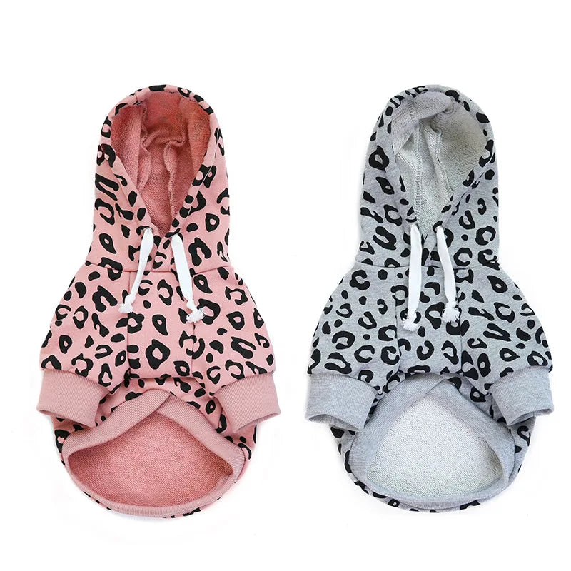 Wholesale Leisure Wear Cheap Dog Clothes Inventory Leopard Print Hoodie for Pet Dog Cat