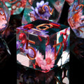 Custom DND Dice Set D20 Handmade Sharp Edge Dice 7 Piece RPG Dice Game for D&D Dungeons and Dragons (Flower)
