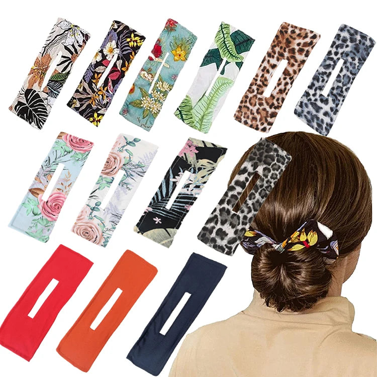 Wholesale Fashion Headband Hair Bow Ribbon Elegant Hair Bun Maker Satin Velvet Hairband Women Easy Deft Bun for Hair
