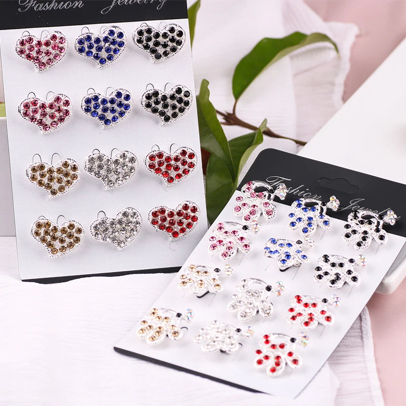 Wholesale Custom Mini Hijab Pins Needle Accessories Trendy Heart Crown Safety Rhinestones Small Brooches for Muslim Weddings