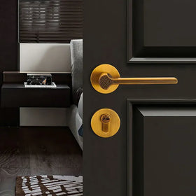 Factory Supplier European Style Gold Brass Interior Wooden Doors Lock Luxury Door Handle