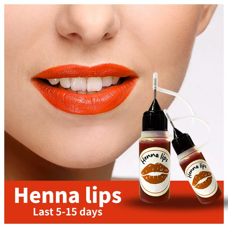 Beauty Salon 10ml Vegan Red Orange pink Dark Red  Permanent 5-10 Days Henna Lip Stain Paste Tint Shade Labial Makeup with Label