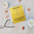 Women's Fashion Accessory Alloy Cross Pendant Necklace Cute God Bless You with Free Luck Gold Plated"