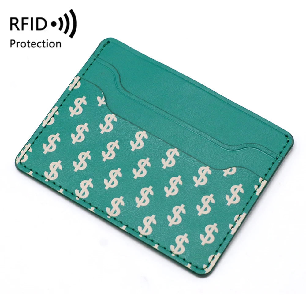 Customized Minimalist PU Leather Wallet Zipper RFID Blocking Cardholder ID Credit Card Holder Fashionable Short for Men Women
