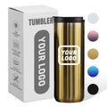 360ml Electroplating Coffee Cup with Lid Stainless Steel Double-layer Insulation Cup Car Coffee Cup  Laser logo