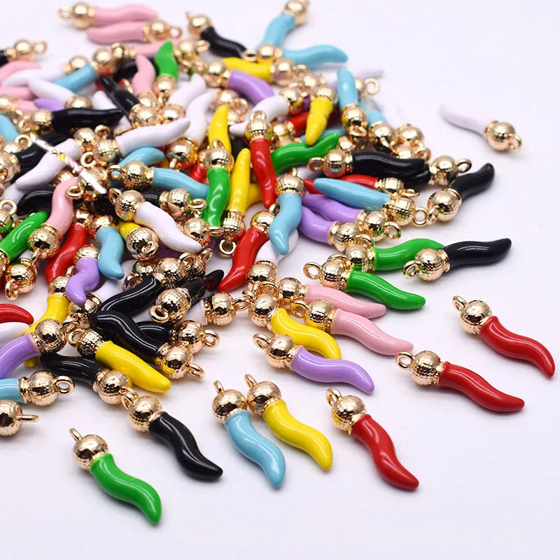 New Style 6pcs Metal Enamel Drop Oil Yellow Red Pepper Charms Pendants for Jewelry Making DIY Necklace Plating Color Protection