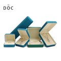 DOC Luxury Custom Logo Blue PU Leather Jewelry Packaging Box for Ring Pedant Bangle Necklace Boxes