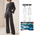 OEM Service Custom Women's  2-Piece Suit Set Short Jacket Business Office Pant Suit With Top for Work Wear