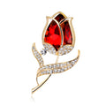 New Arrival Rhinestone Gold-Plated Crystal Flower Tulip Brooch Children's Alloy Made Wedding Parties Engagements Accessory Pearl