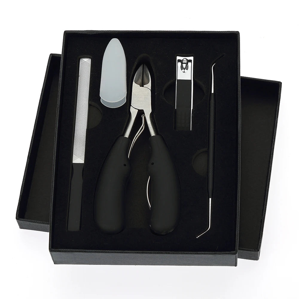 Black Profession 4pcs Remove Dead Skin Cuticle Nails Clipper Manicure Tool Set With Gift Box Packing