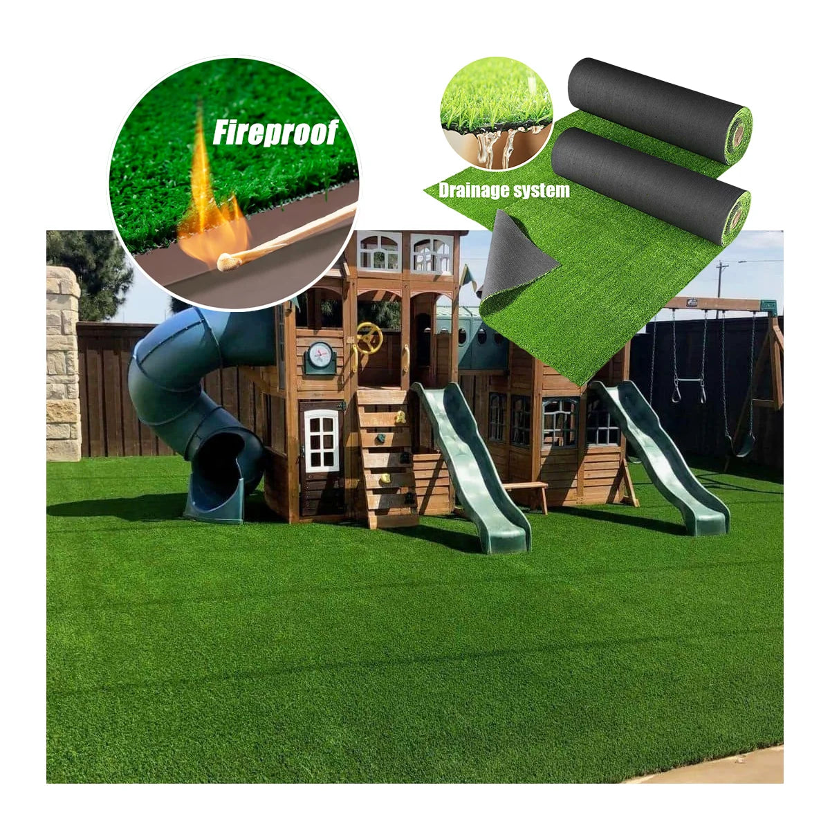 10mm High Density Anti-UV Fireproof Synthetic Grass Fake Grass Outdoors Green Carpet Artificial Grass