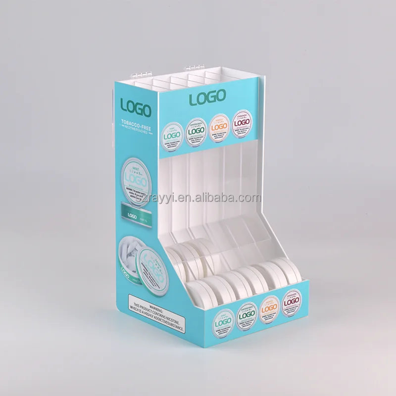 RAY YI Custom Counter Tobacco 6 Compartments Acrylic Display Dispenser for Snuff Bullet and  Nicotine 12mg Pouches