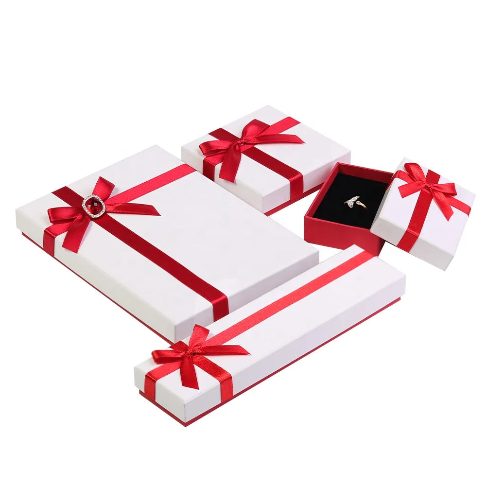 Fashion Necklace Long Box Paper Cardboard Jewelry Box Packaging With Ribbon Appropriate Mailing Height in Europe