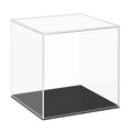 Clear Acrylic Display Case Black Base Countertop Box Organizer Stand Riser Dustproof for Showcase for Toys Collectibles