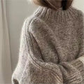 Wholesale Custom Ladies Pull Mohair Pullover Knitwear Jumper Chunky Knit Mock Neck Mohair Sweater for Women Casual Style Winter