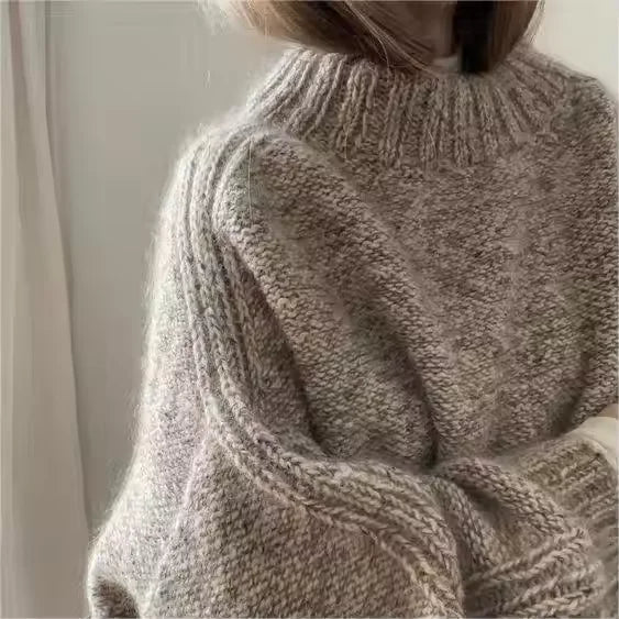 Wholesale Custom Ladies Pull Mohair Pullover Knitwear Jumper Chunky Knit Mock Neck Mohair Sweater for Women Casual Style Winter