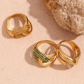 Dreamshow Shining Zircon Jewelry Chunky Twisted Engagement Ring Gold Plated Stainless Steel Jewelry