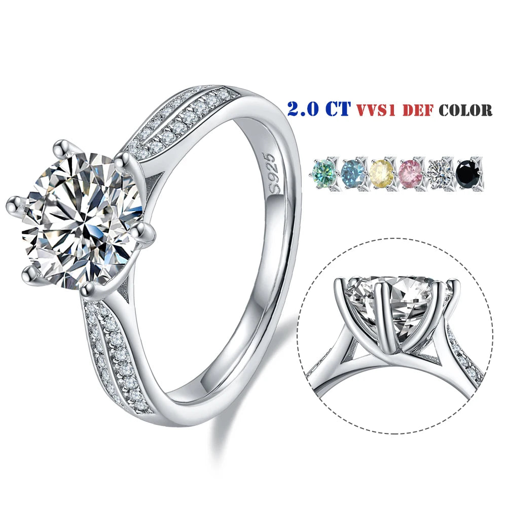 Abiding Jewelry Wholesale Fine Jewellery 2 Carat Moissanite Sterling Silver 925 Finger Ring
