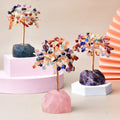 Natural Rolling Stone Amethyst Crystal Tree Polished Healing Crystal Gem for Home Decoration Feng Shui Tree Gift