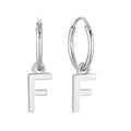 925 Sterling Silver Custom Letter F Initial Dangle Huggie Hoop Earrings Gold Plated Cubic Zirconia Jewelry for Parties
