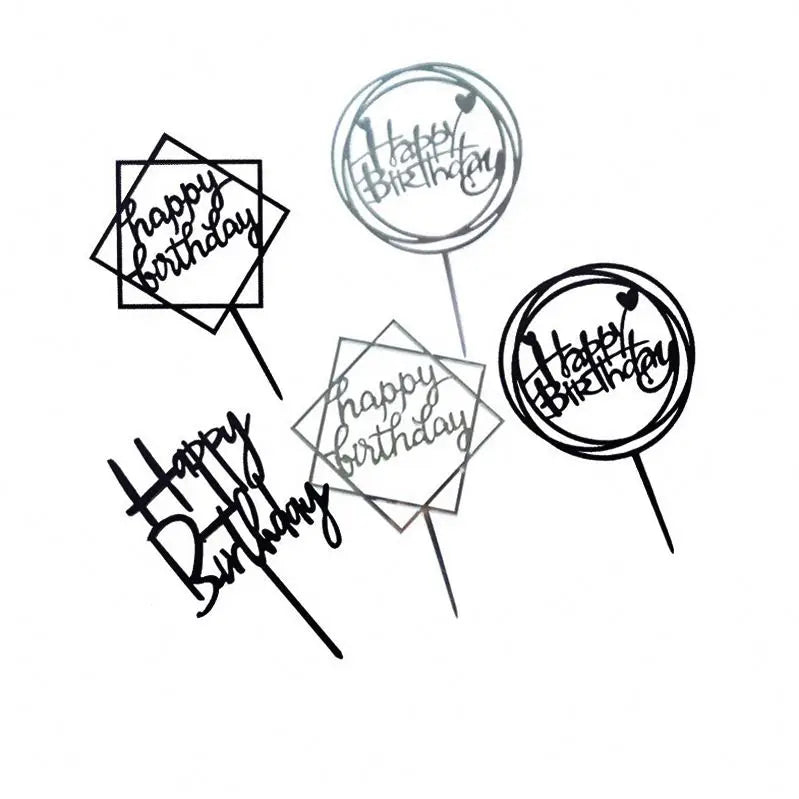 Cup Cake Picks Mini Happy Birthday Party Decorations Acrylic Cake Topper for Cake Shop/