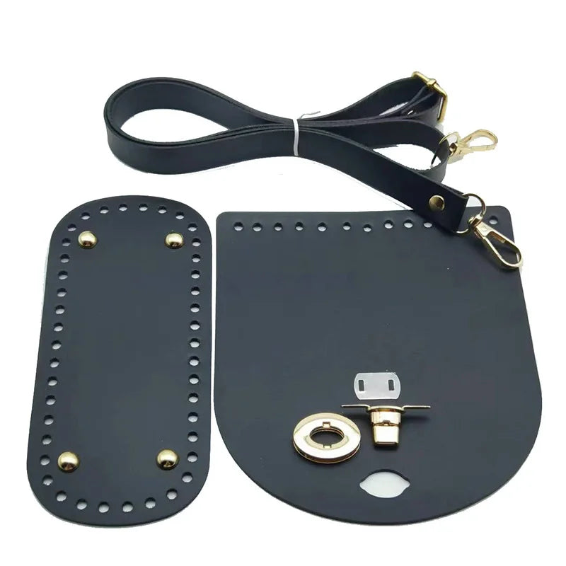 Leather Purse Making Kit 3Pcs DIY PU Leather Bag Backpack Making Set Bag Bottom Shoulder Strap Flap Cover