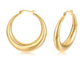 Women Trendy 40MM Stainless Steel Gold Tube Hoop Earrings 18K Gold Plated Wide Big Chunky Thick Gold Hoop Earrings