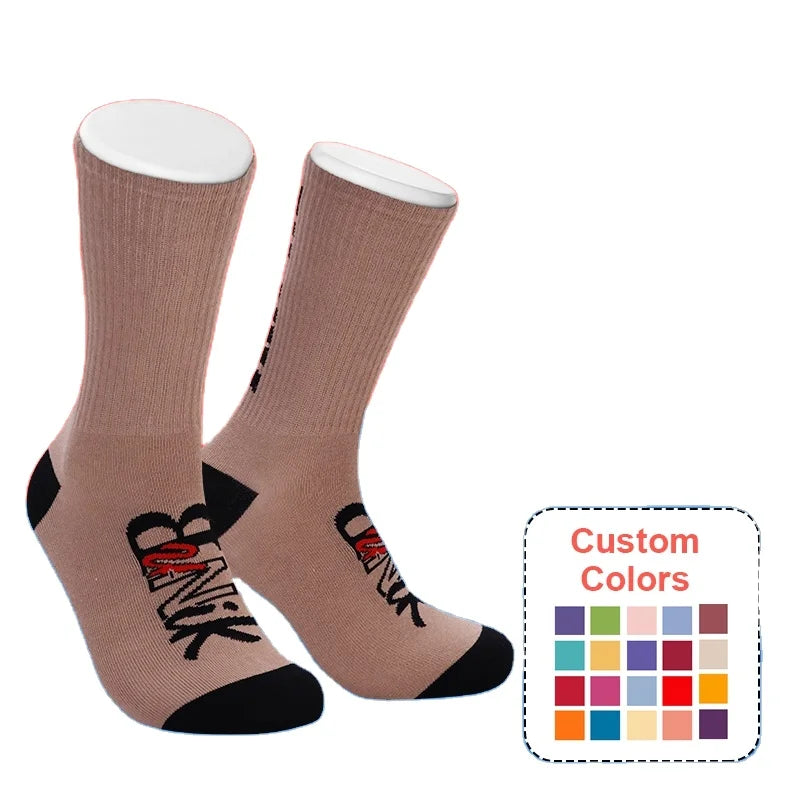 Design Custom Athletic Sport Sock Unisex Breathable Knitted Athletic Sock Customized Gym Sock With Logo