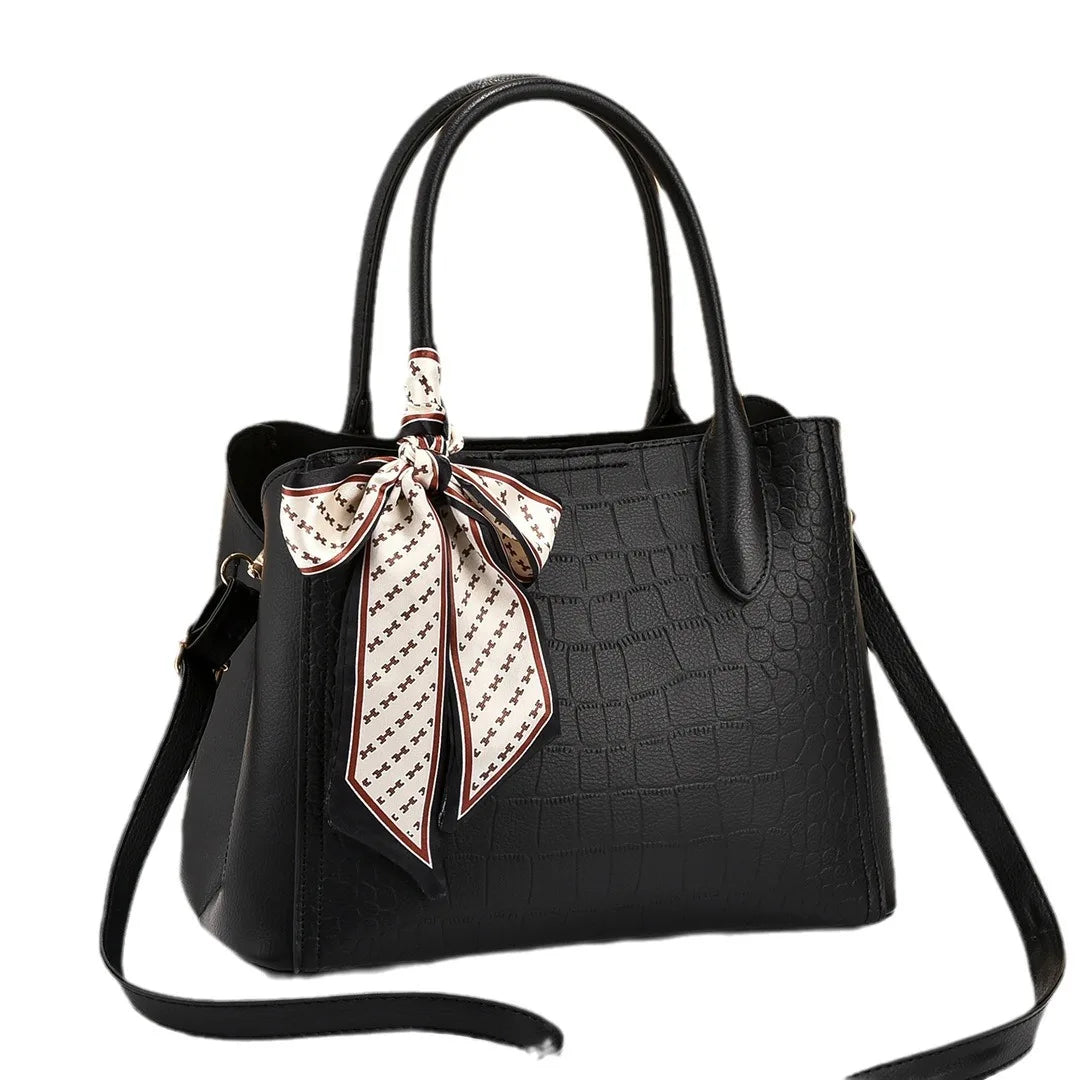 2024 New Large Capacity Simple Bag Embossed Stone Pattern Scarf Accessories Casual Handbag
