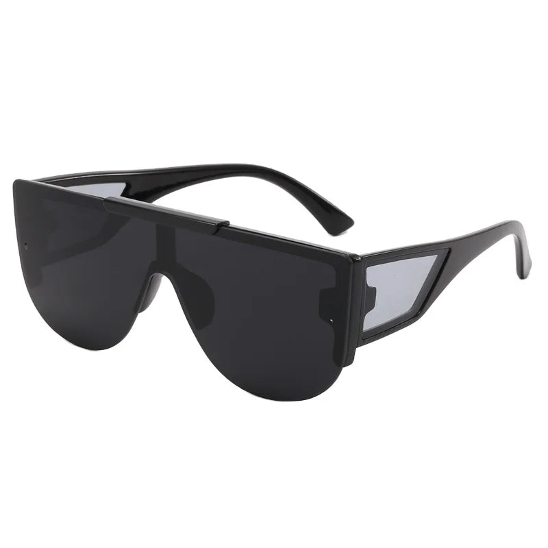 New Simple One Piece Brown Glasses Women's Fashion Frameless Sunglasses Men's Cross Border Street Photo Sunscreen Sunglasses Fra