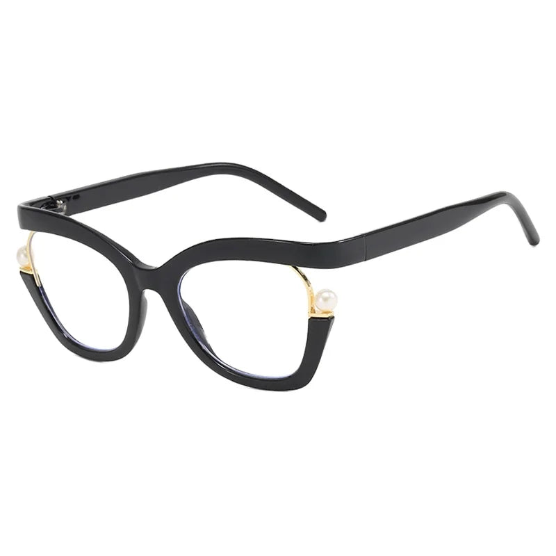 2024 New Design Women Optical Frame Europe and America Anti Blue Light Glasses Ins Glasses Pearl Glasses