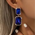 Luxury Crystal Geometric square Crystal Rhinestone Drop Earrings Women Fashion Design Wedding Party Jewelry Gifts