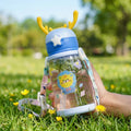 Children's Straw Water Cup Cartoon Antler Plastic Student Carrier Baby Large Capacity